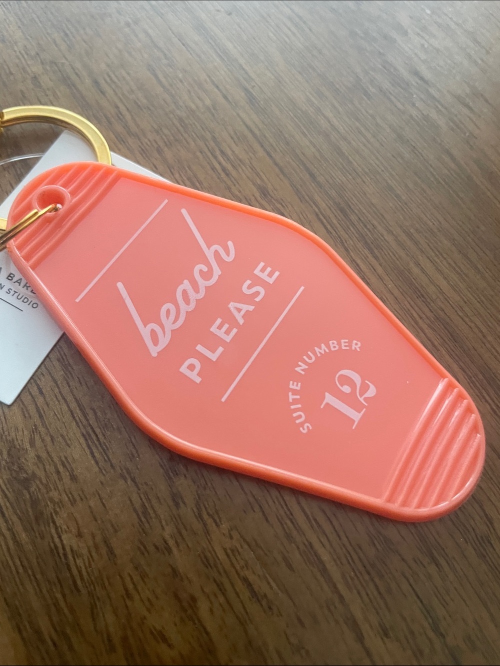Beach Please Coral Keychain Fob with Gold Ring - Picture 2 of 4